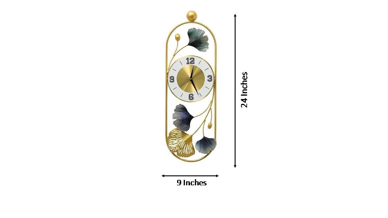 ABSTRACT LEAF WALLART WALLCLOCK 24 INCH