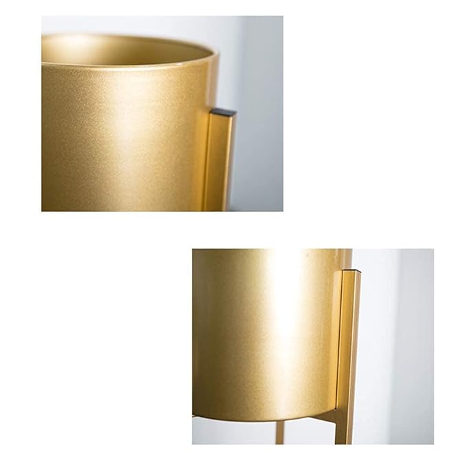 PLANTERS WITH STANDS SET OF THREE GOLD 24,22,20 INCH