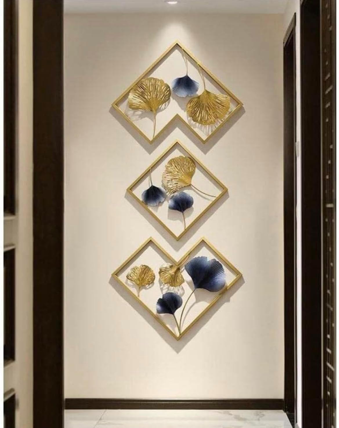 METAL FRAME LEAFS WALLART SET OF THREE