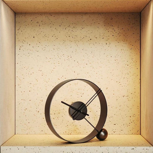 PREMIUM METAL BALL TABLE CLOCK BLACK 12 INCH