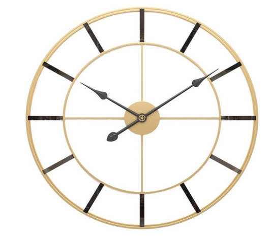 BLACK METAL STRIPS GOLD WALLCLOCK 24 INCH