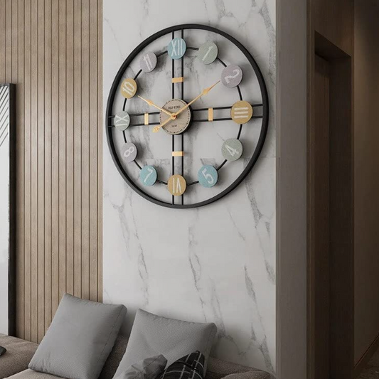 Colorfull Circle Black Wallclock Number and Numeric 24 Inch
