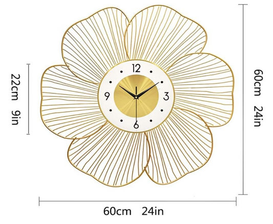 SIX PETAL GOLD WALLCLOCK 24INCH