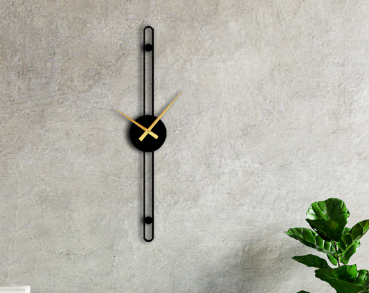 MINIMALIST SLIM BLACK METAL WALLCLOCK 30 INCH
