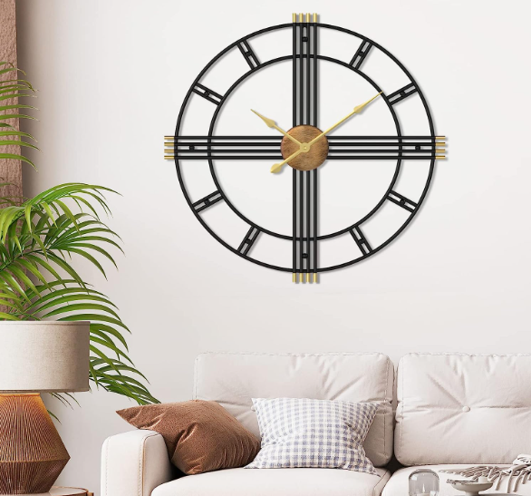MODERN DIAMETER GOLD AND BLACK METAL WALLCLOCK 24 INCH