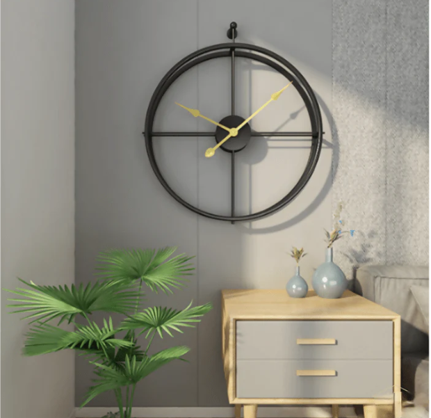 MODERN MINIMALIST DOUBLE RING BLACK WALLCLOCK 24 INCH