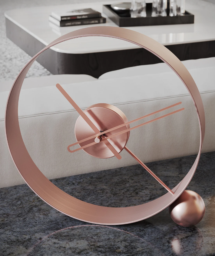 PREMIUM METAL BALL TABLE CLOCK ROSE GOLD 12 INCH