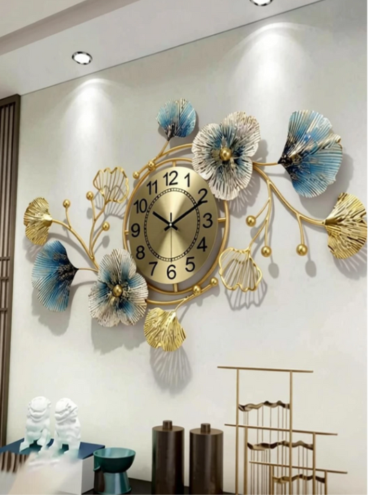 ABSTRACT METAL WALLART FLORAL WALLCLOCK 36 INCH