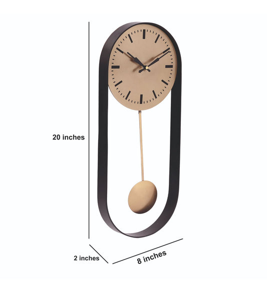 METAL PENDULAM FIXED GOLD AND BLACK WALLCLOCK 20 INCH