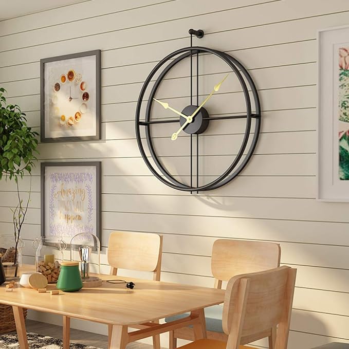 MODERN MINIMALIST DOUBLE RING BLACK WALLCLOCK 24 INCH