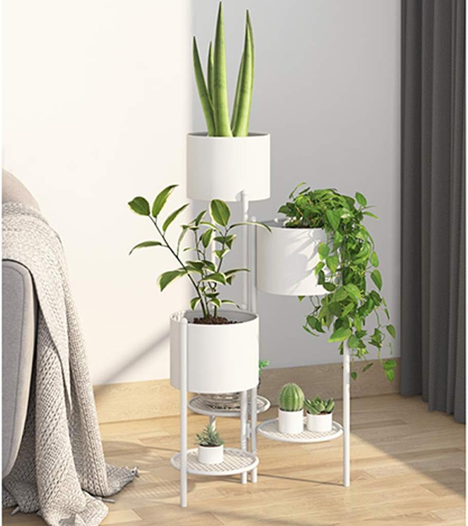 METAL FOLDING PLANTER WHITE FOR OUTDOOR AND INDOOR PLANTS 30INCH