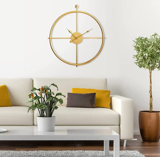 MODERN MINIMALIST DOUBLE RING GOLD WALLCLOCK 24 INCH