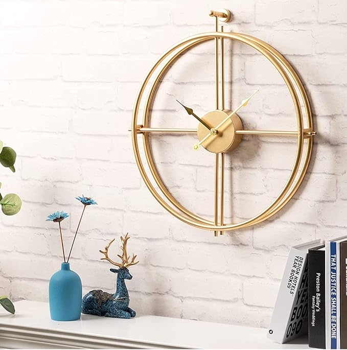 MODERN MINIMALIST DOUBLE RING GOLD WALLCLOCK 24 INCH
