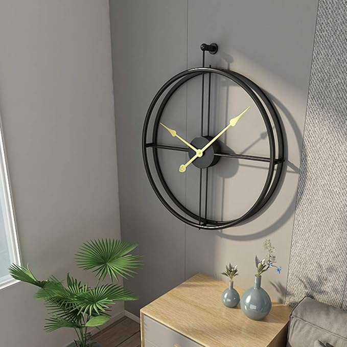 MODERN MINIMALIST DOUBLE RING BLACK WALLCLOCK 24 INCH