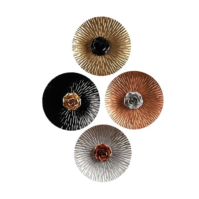 METAL PLATES WALLART SET OF FOUR 12 INCH EACH