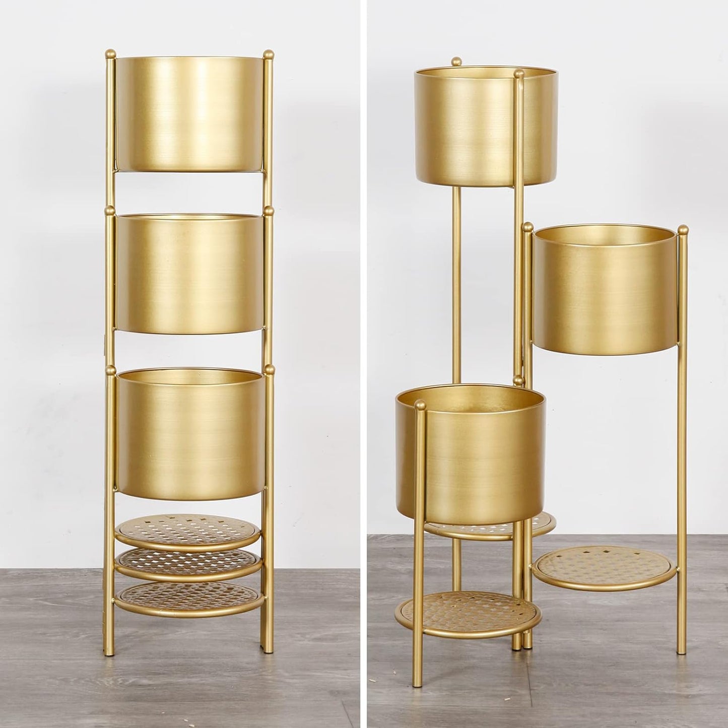 METAL FOLDING PLANTER GOLD FOR OUTDOOR AND INDOOR PLANTS 30INCH