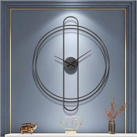 PERALLEL RINGS BLACK  WALLCLOCK 24 INCH