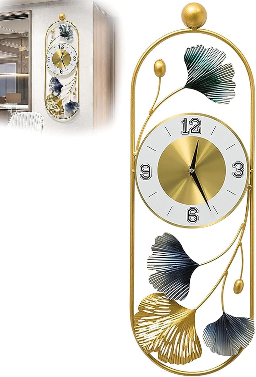 ABSTRACT LEAF WALLART WALLCLOCK 24 INCH