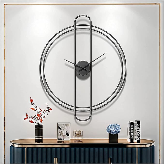 PERALLEL RINGS BLACK  WALLCLOCK 24 INCH