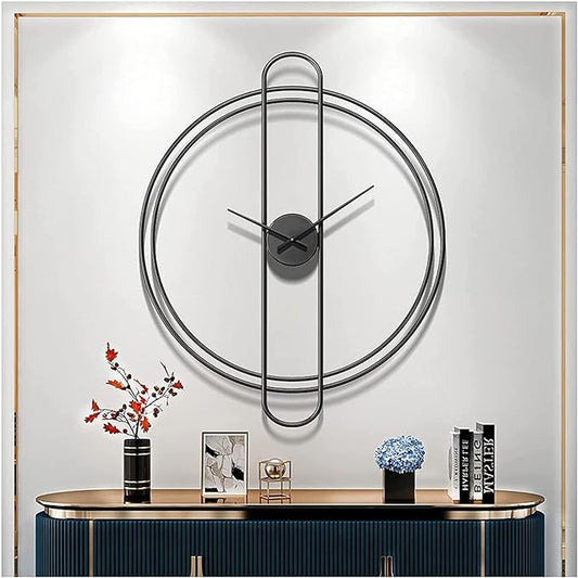 PERALLEL RINGS BLACK  WALLCLOCK 24 INCH