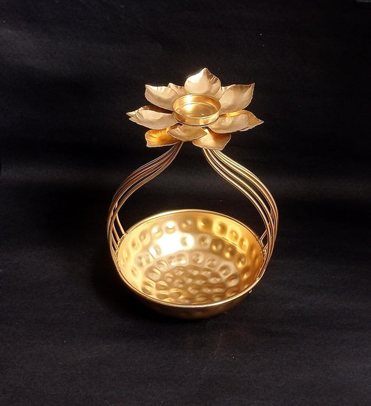 METAL FLOWER TAJ URLI HEIGHT 8 INCH
