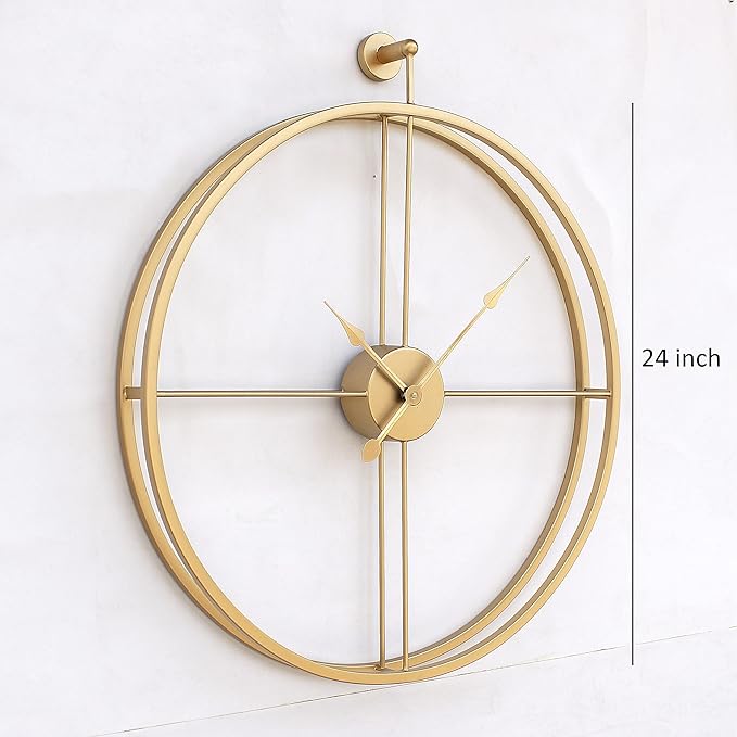 MODERN MINIMALIST DOUBLE RING GOLD WALLCLOCK 24 INCH