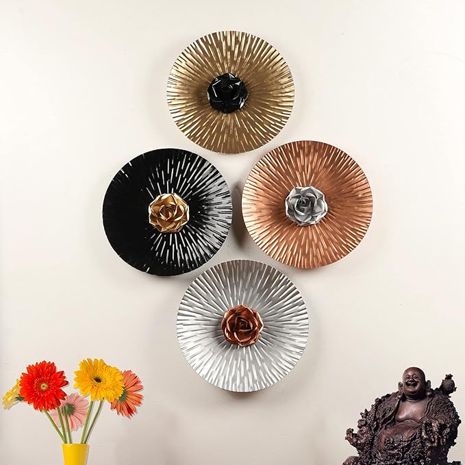 METAL PLATES WALLART SET OF FOUR 12 INCH EACH