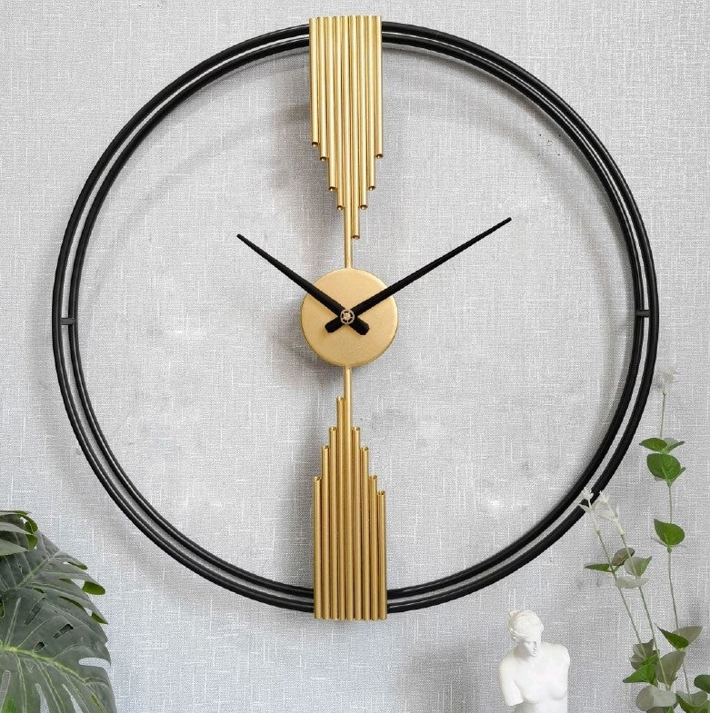 MODERN ART WALLCLOCK GOLD & BLACK 24INCH