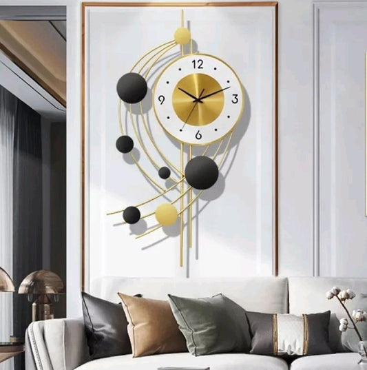 METAL ART SIX CIRCLE GOLD & BLACK WALLCLOCK 24 INCH