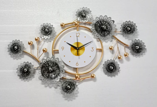 ROUND LEAFS FLOWER METAL ART WALLCLOCK 36INCH