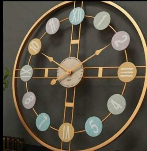 Colorfull Circle Gold Wallclock Number and Numeric 24 Inch