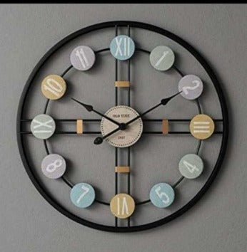 Colorfull Circle Black Wallclock Number and Numeric 24 Inch