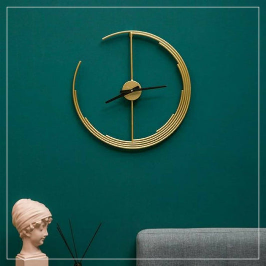 MULTI LAYER HALFMOON METAL GOLD WALLCLOCK 24 INCH