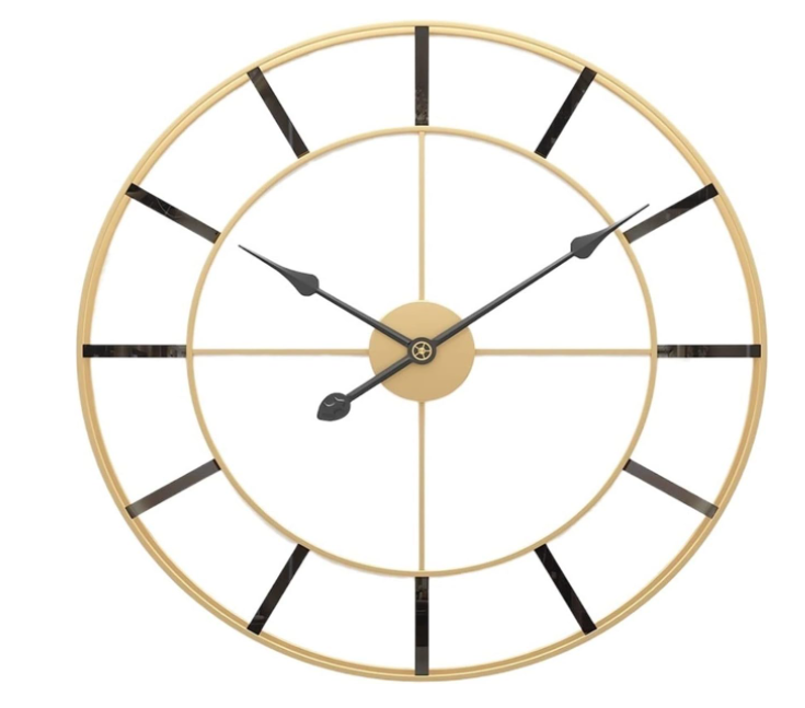 BLACK METAL STRIPS GOLD WALLCLOCK 24 INCH