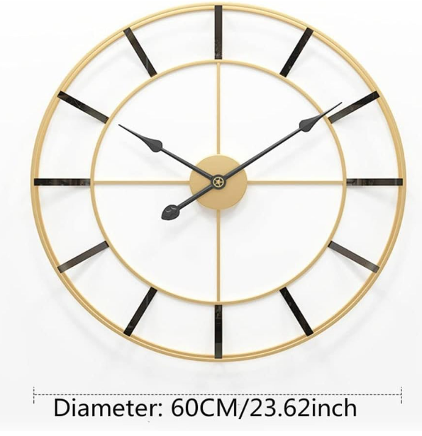 BLACK METAL STRIPS GOLD WALLCLOCK 24 INCH