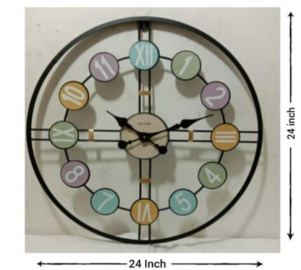 Colorfull Circle Black Wallclock Number and Numeric 24 Inch