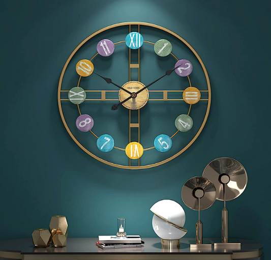 Colorfull Circle Gold Wallclock Number and Numeric 24 Inch