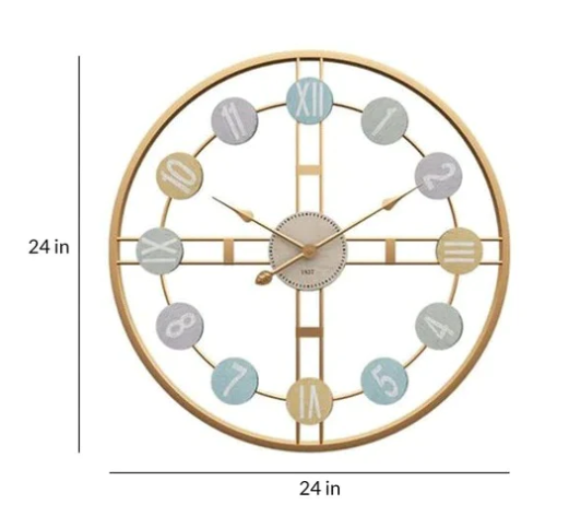 Colorfull Circle Gold Wallclock Number and Numeric 24 Inch