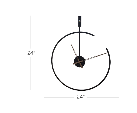 METAL HALFRING WALLCLOCK 24INCH