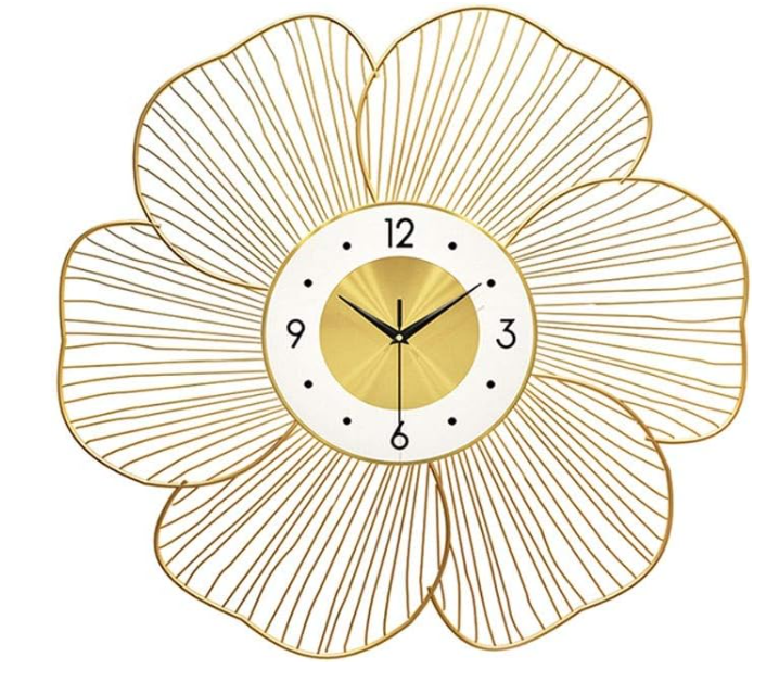 SIX PETAL GOLD WALLCLOCK 24INCH