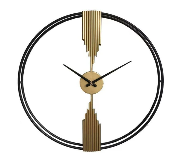 MODERN ART WALLCLOCK GOLD & BLACK 24INCH