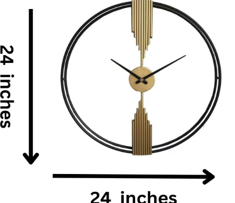 MODERN ART WALLCLOCK GOLD & BLACK 24INCH
