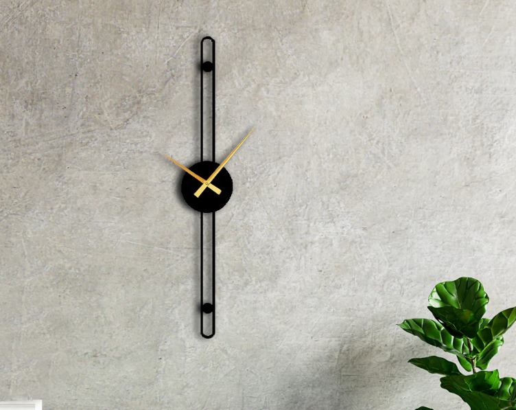MINIMALIST SLIM BLACK METAL WALLCLOCK 30 INCH