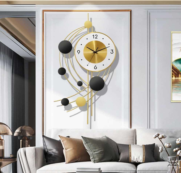 METAL ART SIX CIRCLE GOLD & BLACK WALLCLOCK 24 INCH