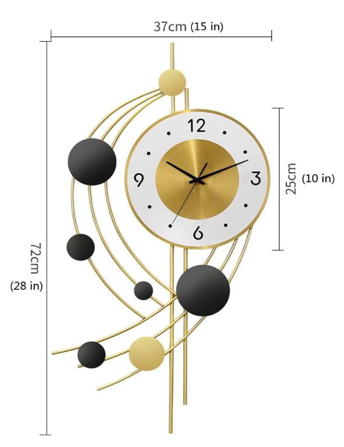 METAL ART SIX CIRCLE GOLD & BLACK WALLCLOCK 24 INCH