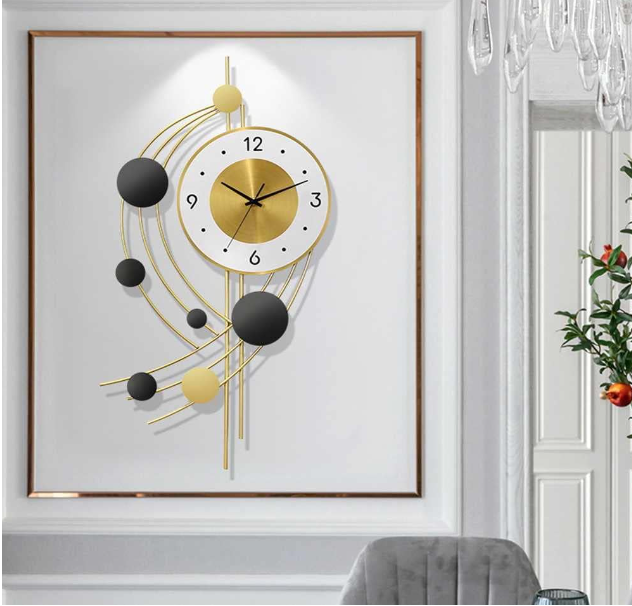 METAL ART SIX CIRCLE GOLD & BLACK WALLCLOCK 24 INCH