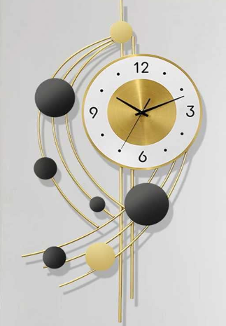 METAL ART SIX CIRCLE GOLD & BLACK WALLCLOCK 24 INCH