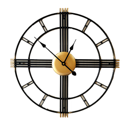 MODERN DIAMETER GOLD AND BLACK METAL WALLCLOCK 24 INCH