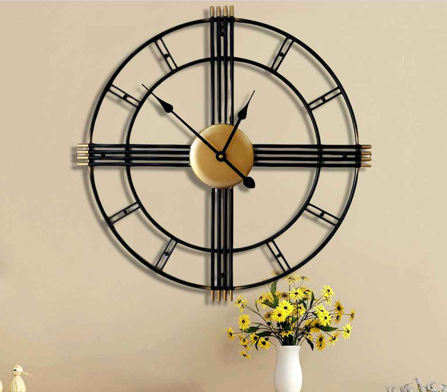 MODERN DIAMETER GOLD AND BLACK METAL WALLCLOCK 24 INCH