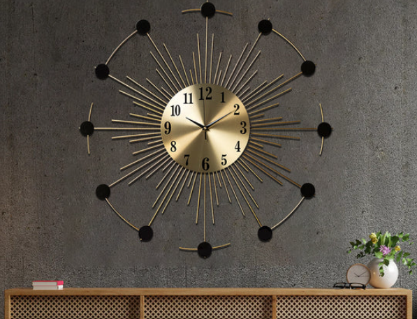 STAR GOLD & BLACK WALLCLOCK 24 INCH